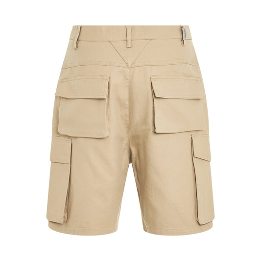 Baggy Cotton Cargo Shorts in Sandstone