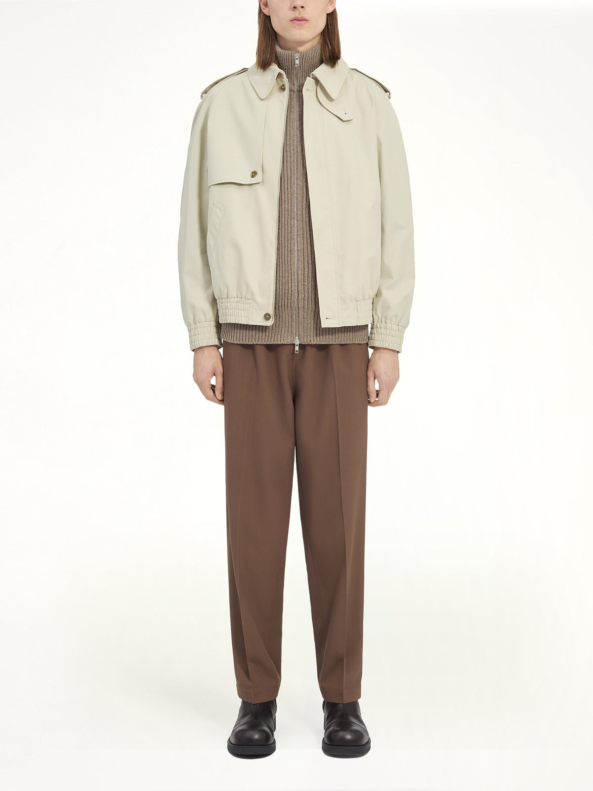 Light Cotton Twill Jacket in Ecrù