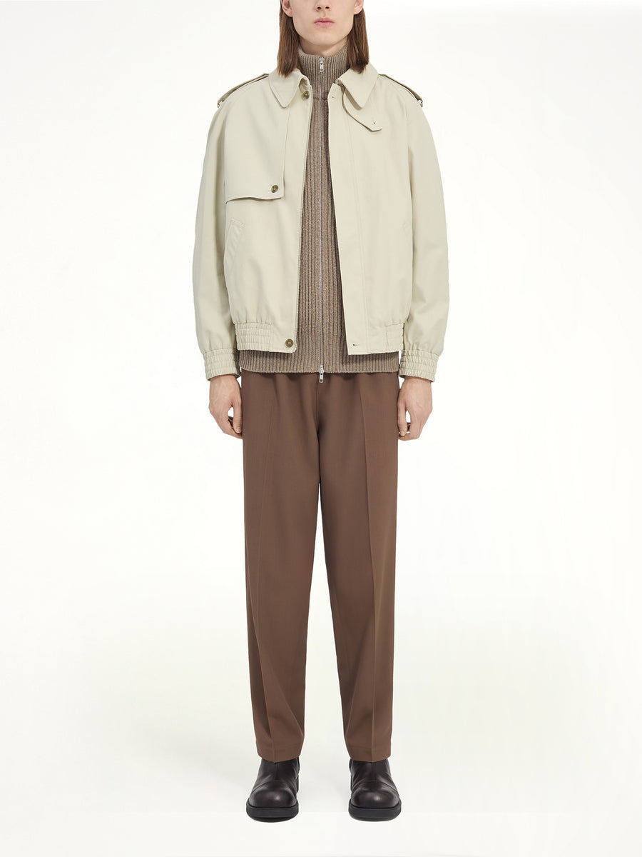 Light Cotton Twill Jacket in Ecrù