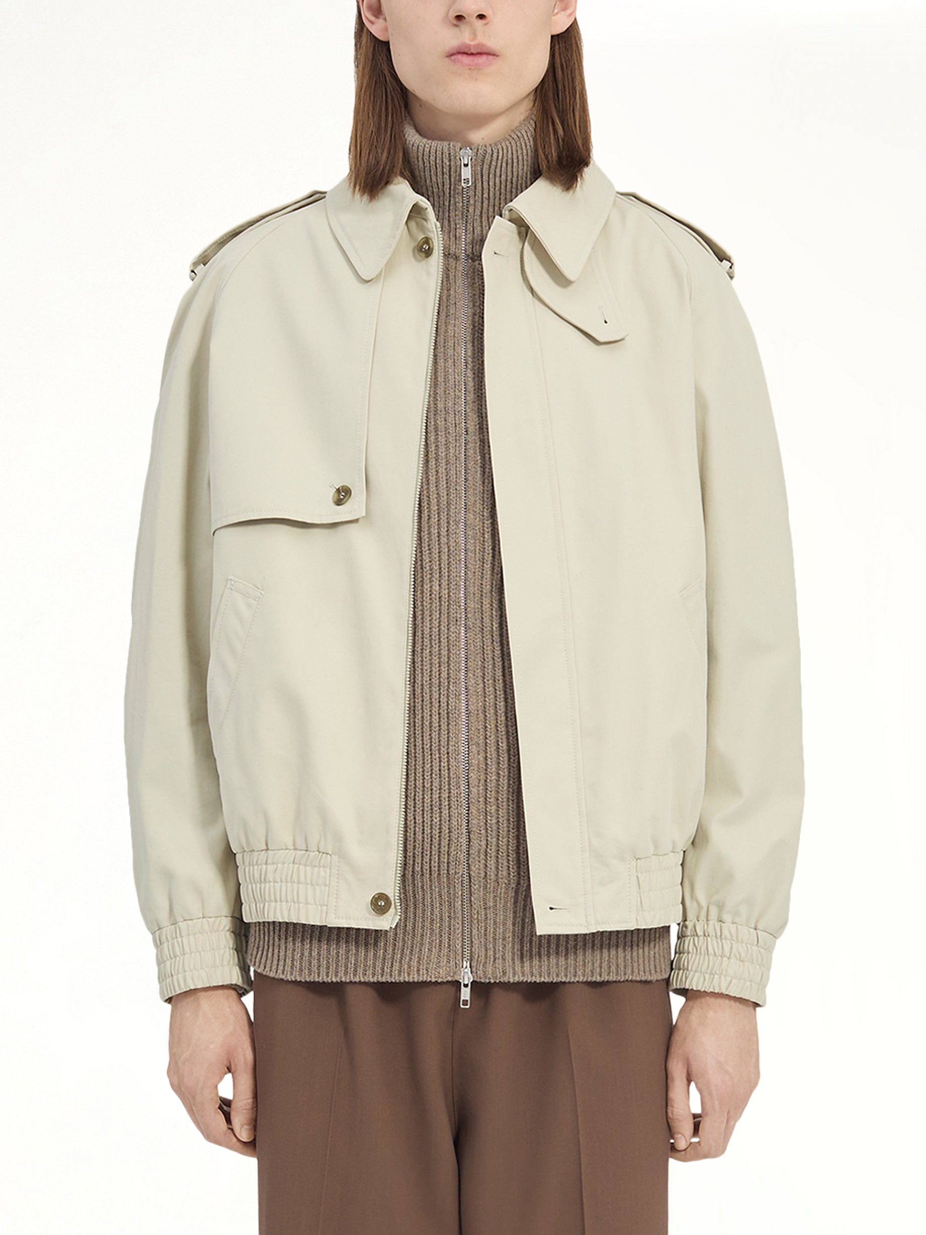 Light Cotton Twill Jacket in Ecrù