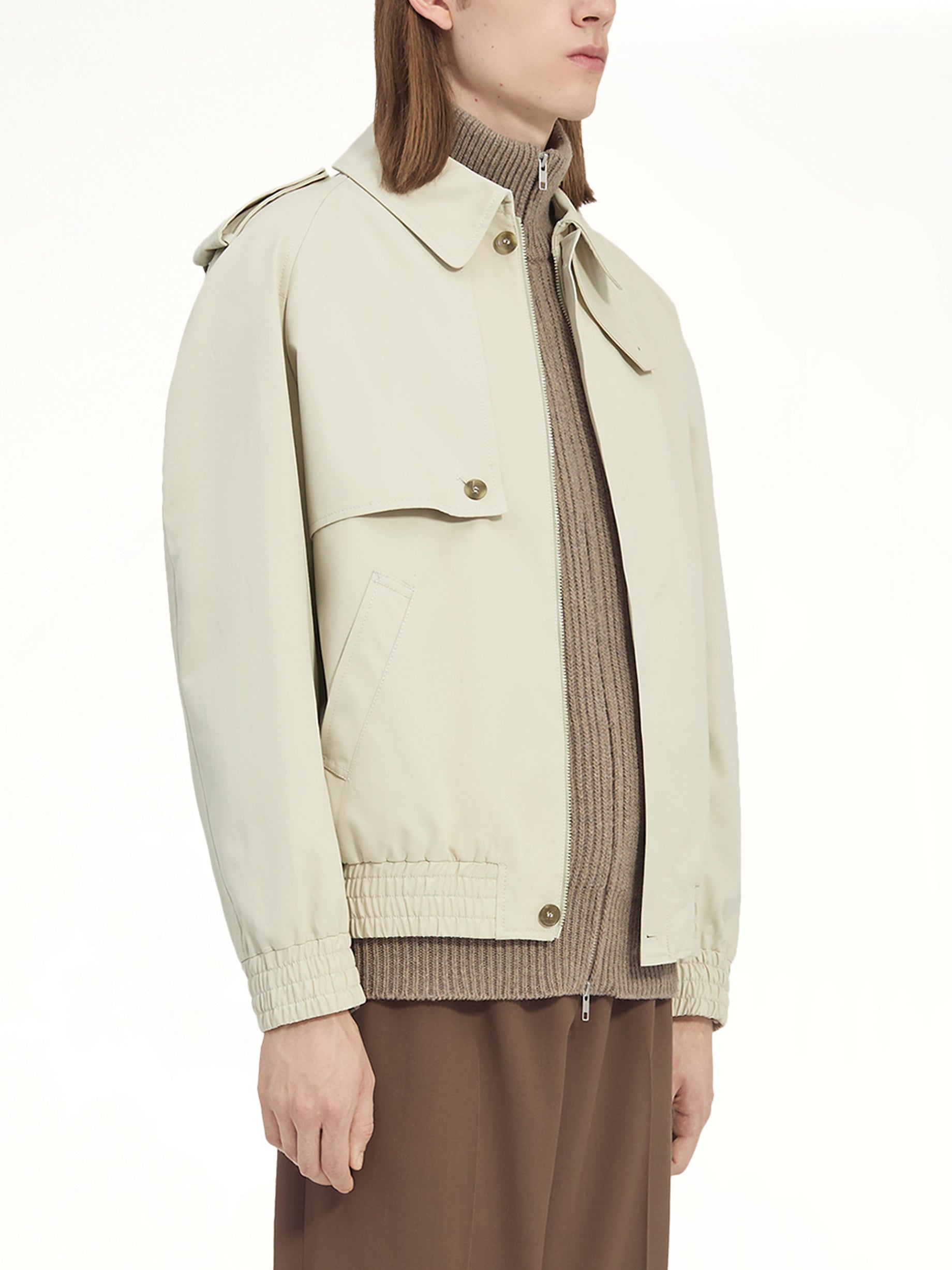 Light Cotton Twill Jacket in Ecrù