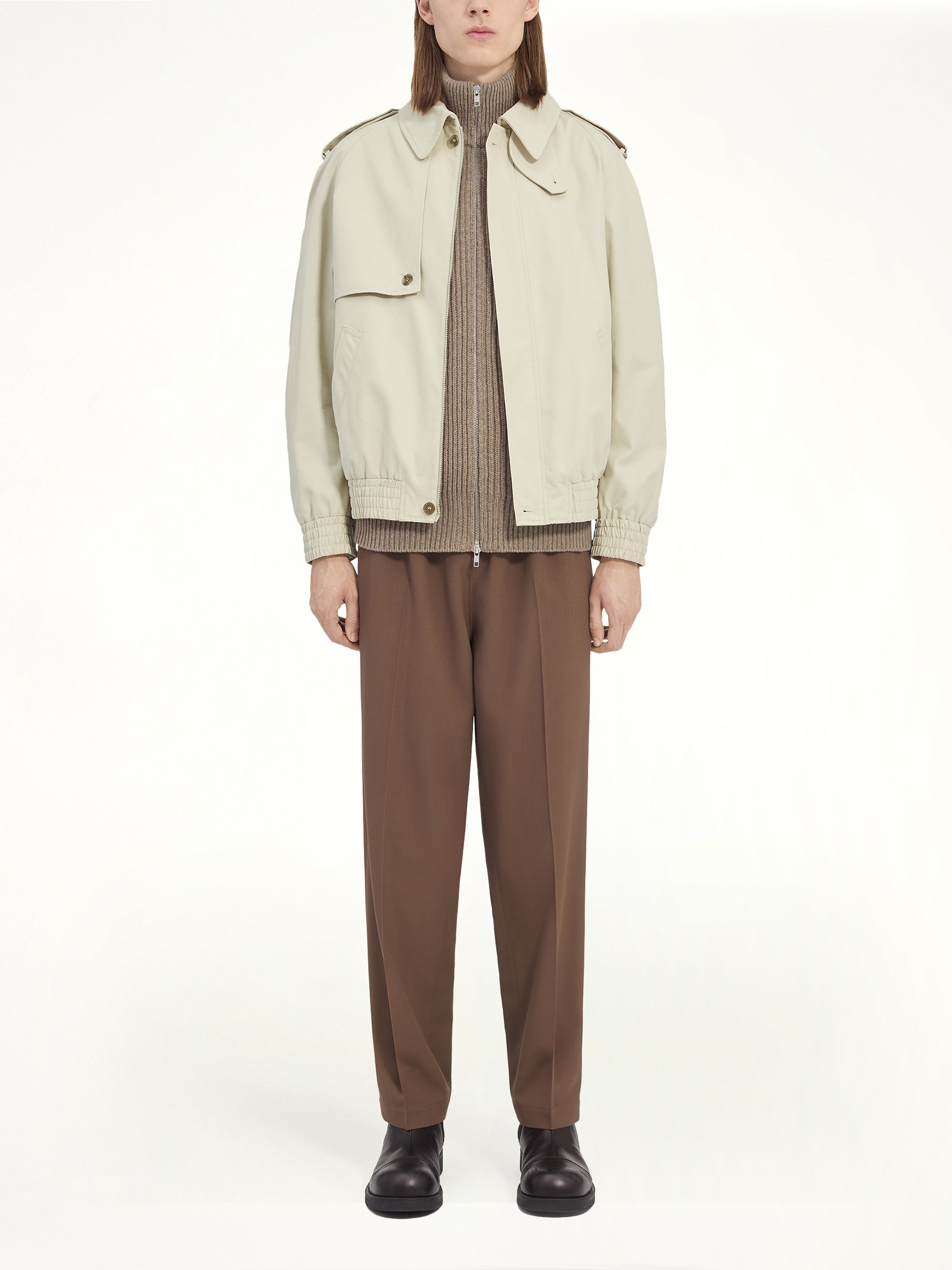 Light Cotton Twill Jacket in Ecrù