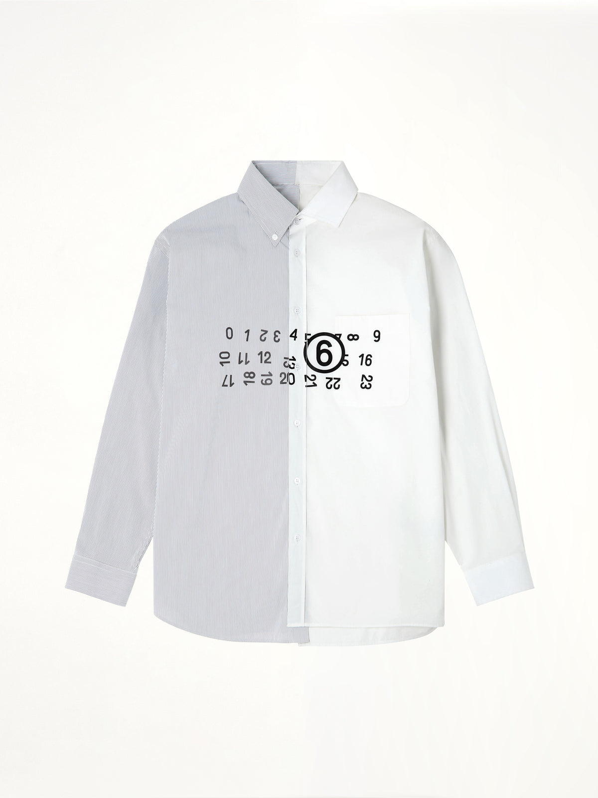 Long-Sleeved Shirt in Off White/Grey