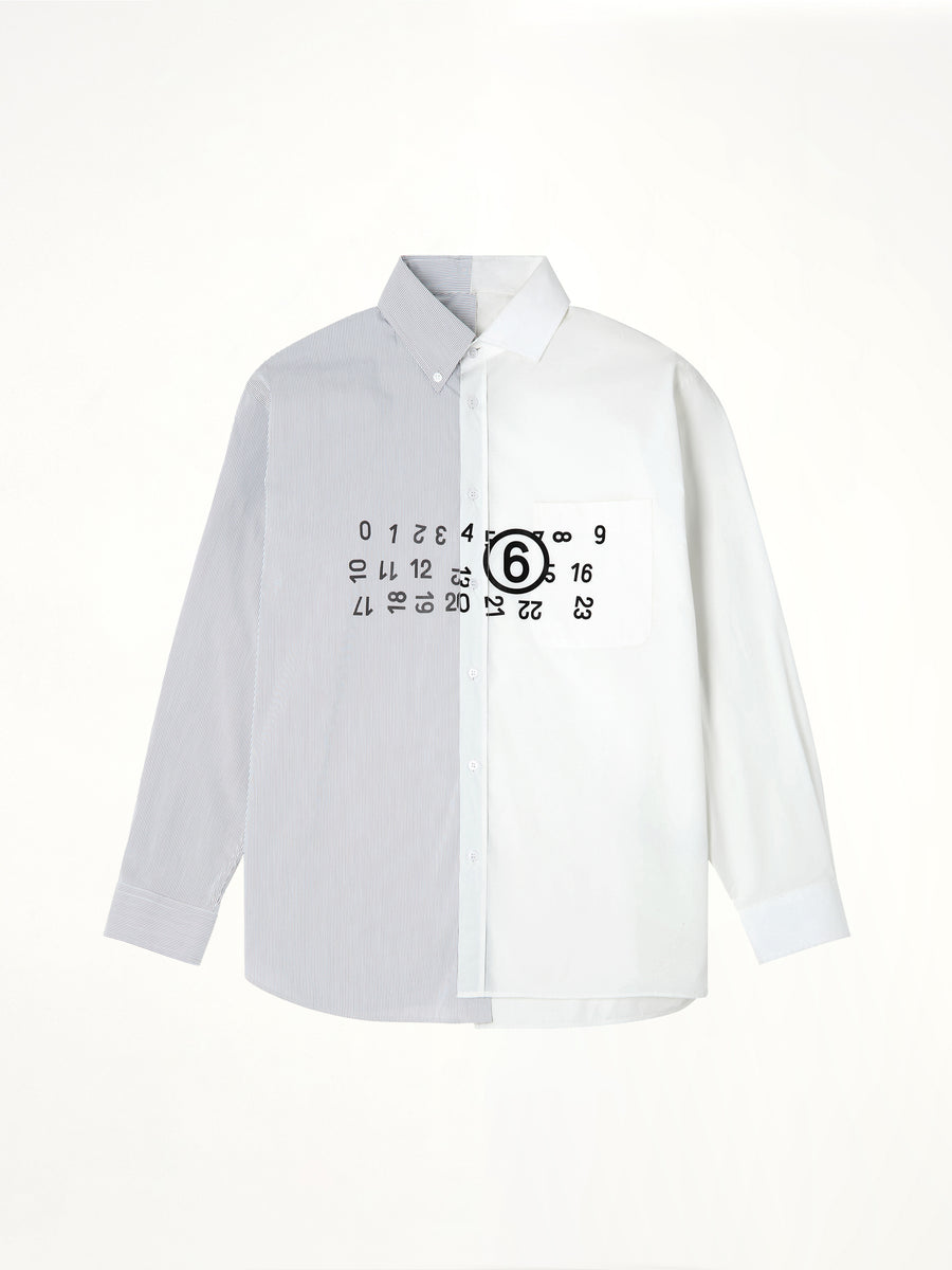 Long-Sleeved Shirt in Off White/Grey