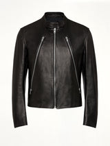5-Zip Leather Jacket in Black
