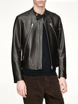 5-Zip Leather Jacket in Black