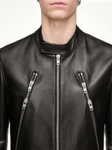 5-Zip Leather Jacket in Black