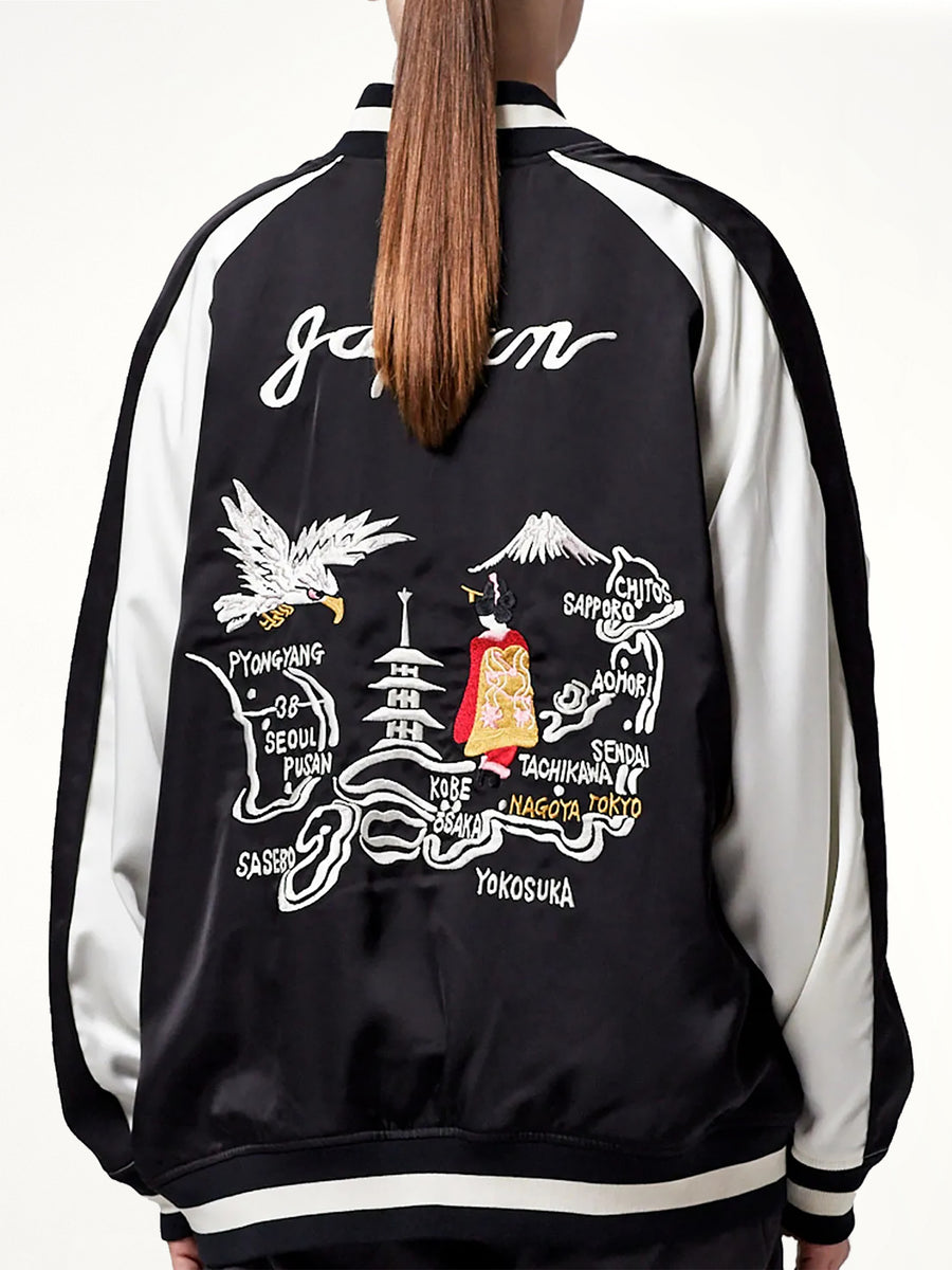 Non Down Reversible "Ska" Jacket in Black/Off White