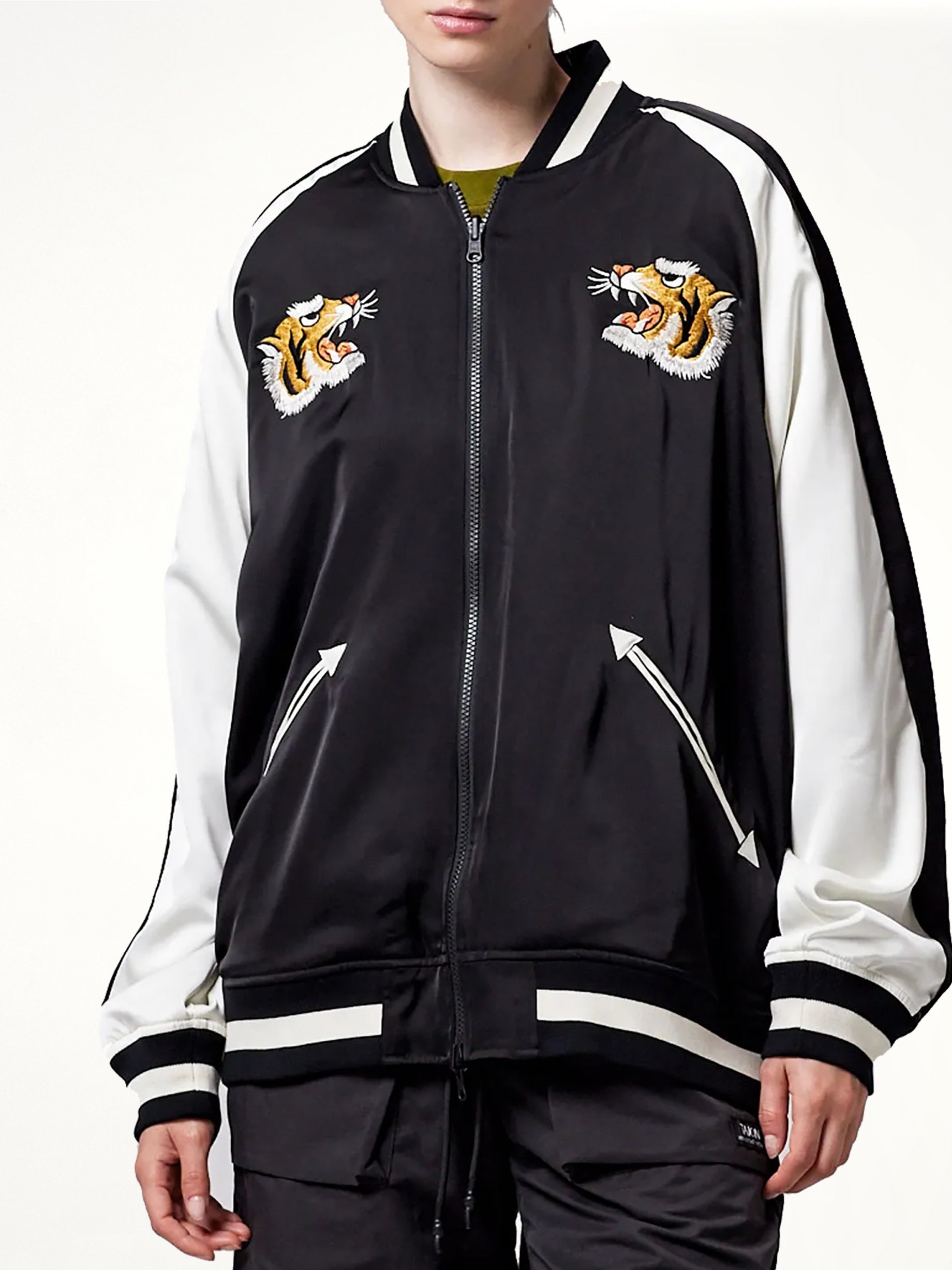 Non Down Reversible "Ska" Jacket in Black/Off White