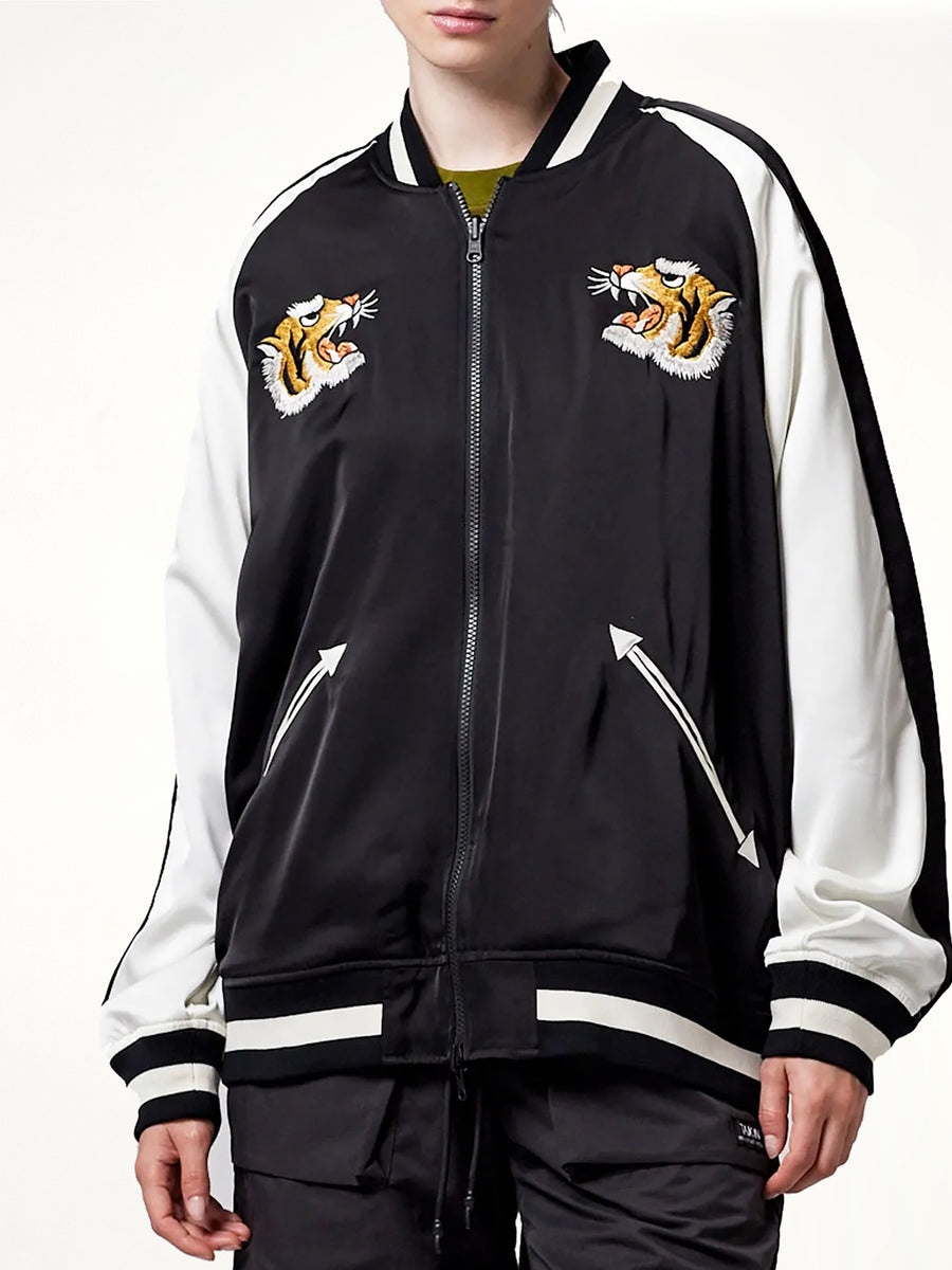 Non Down Reversible "Ska" Jacket in Black/Off White