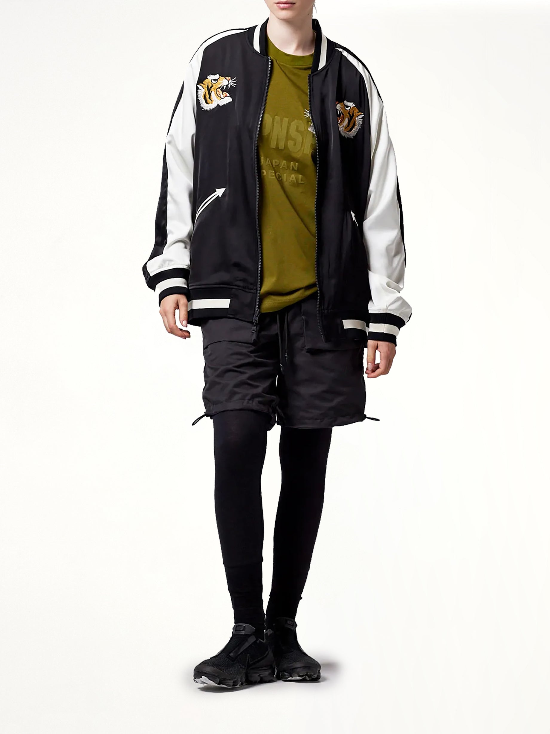 Non Down Reversible "Ska" Jacket in Black/Off White