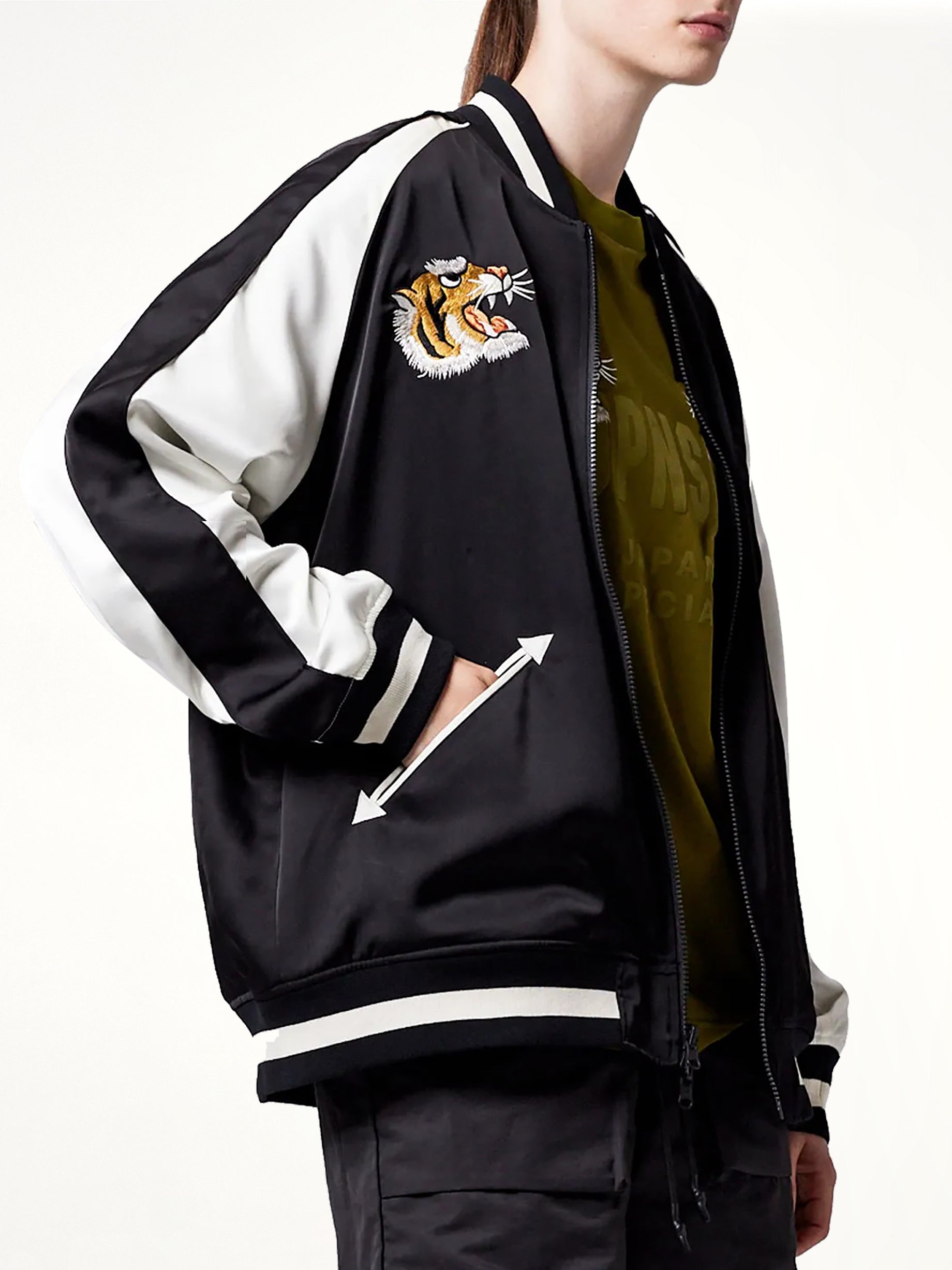 Non Down Reversible "Ska" Jacket in Black/Off White