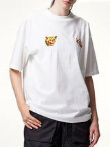 Front Side Embroidery Tiger T-Shirt in Off White
