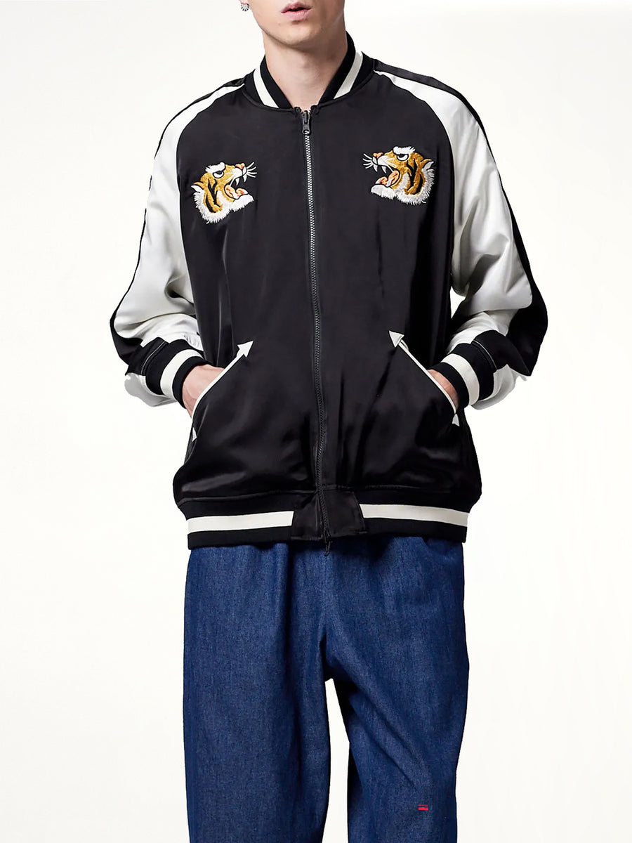 Non Down Reversible "Ska" Jacket in Black/Off White