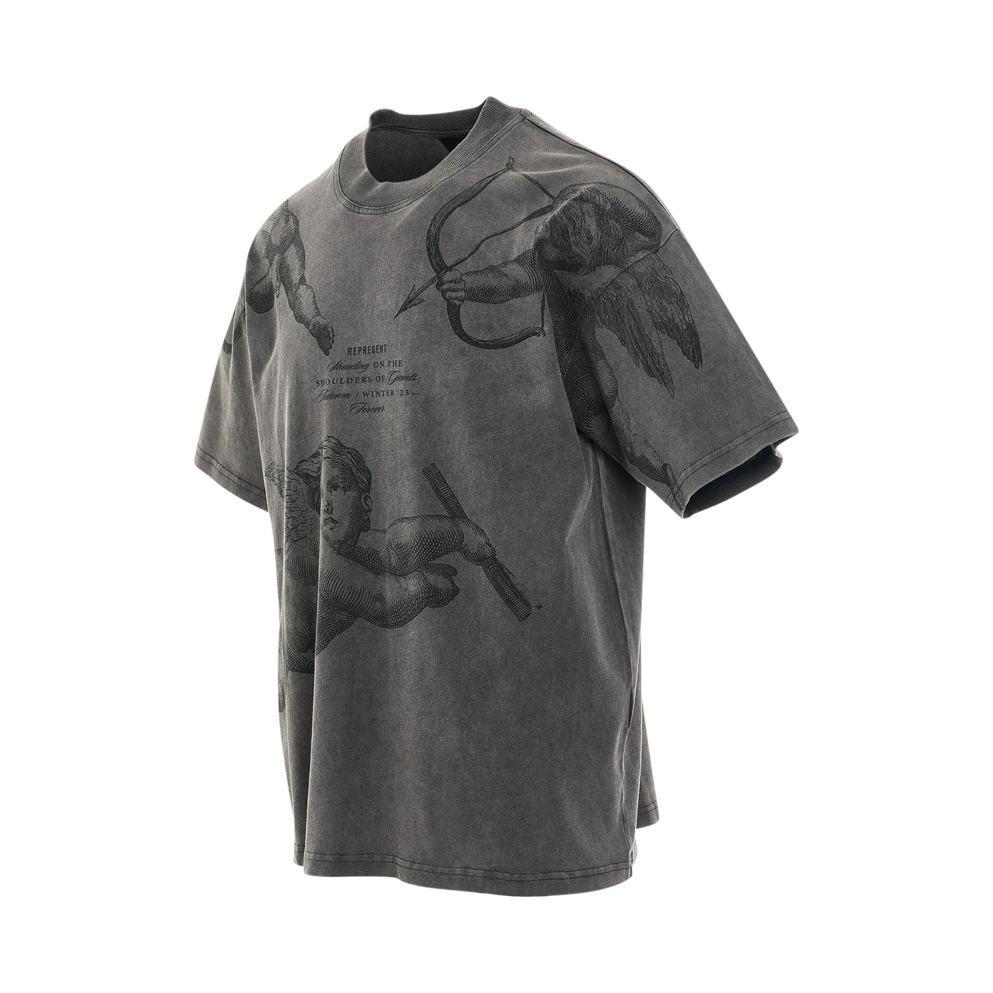 Cherub All Over T-Shirt in Vintage Grey