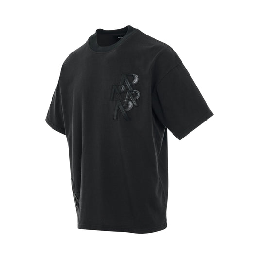 Applique Initial T-Shirt in Faded Black