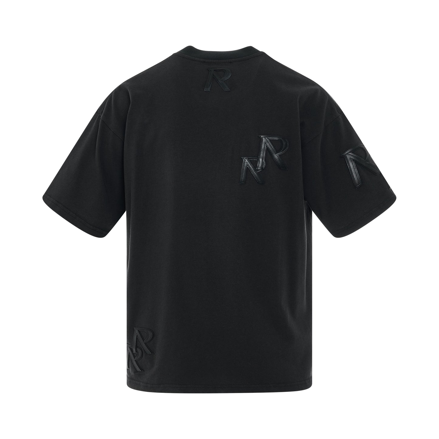 Applique Initial T-Shirt in Faded Black