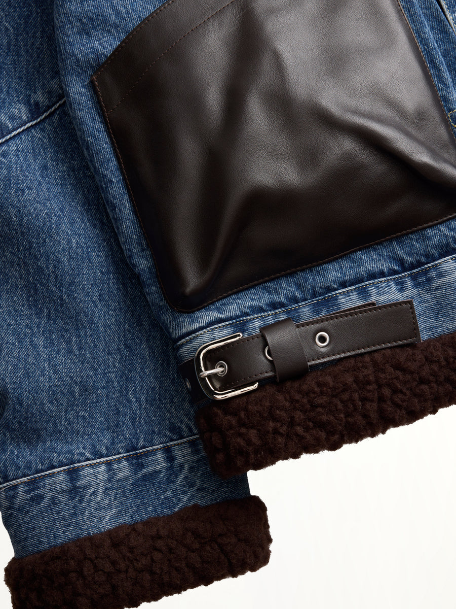 Sacai x Levi's Mens Sherpa Jacket in Washed Indigo