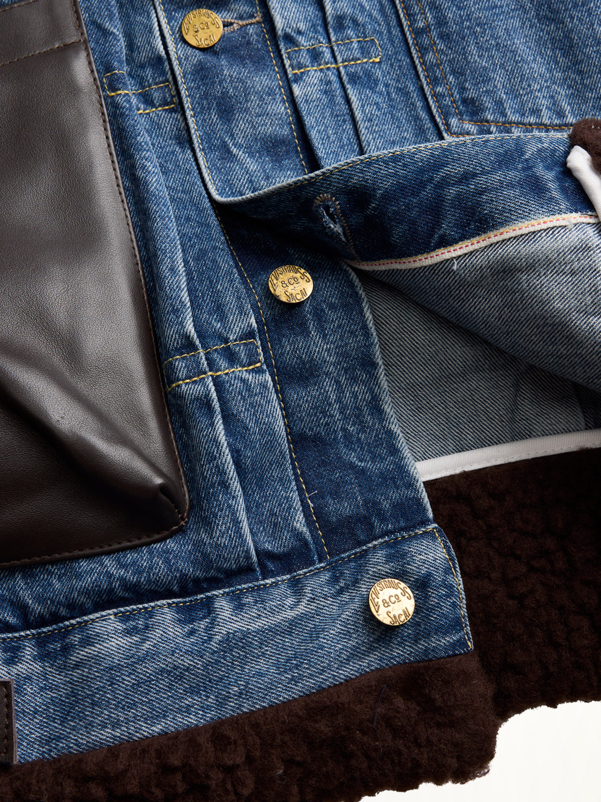 Sacai x Levi's Mens Sherpa Jacket in Washed Indigo