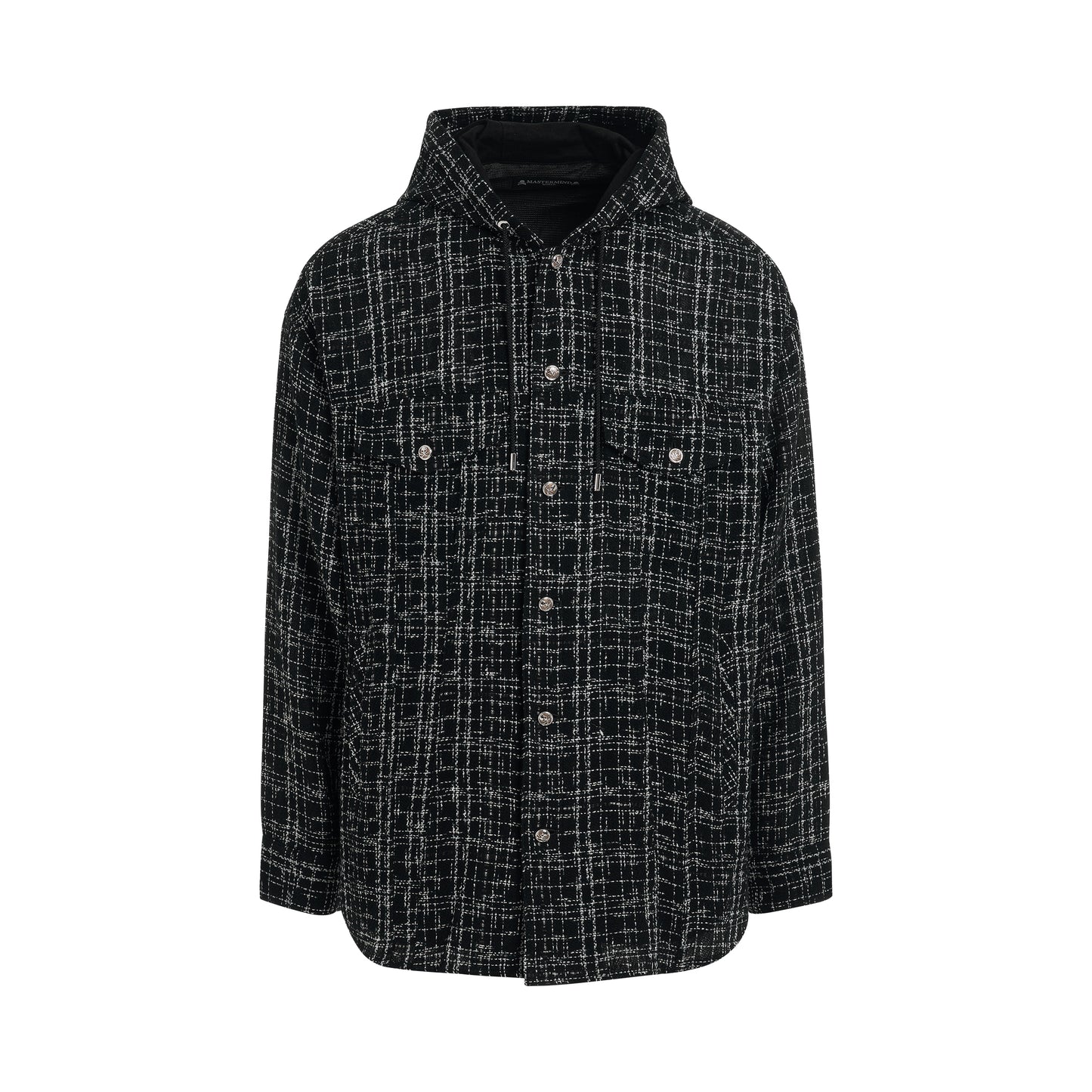 Hooded Tweed Shirt in Black