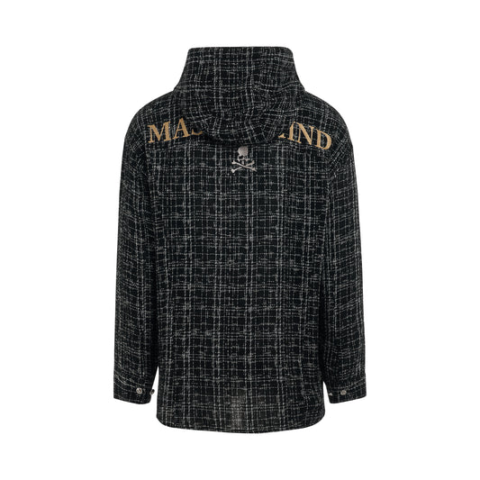 Hooded Tweed Shirt in Black