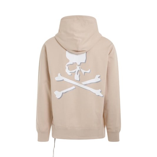 Logo and Skull Hoodie in Beige