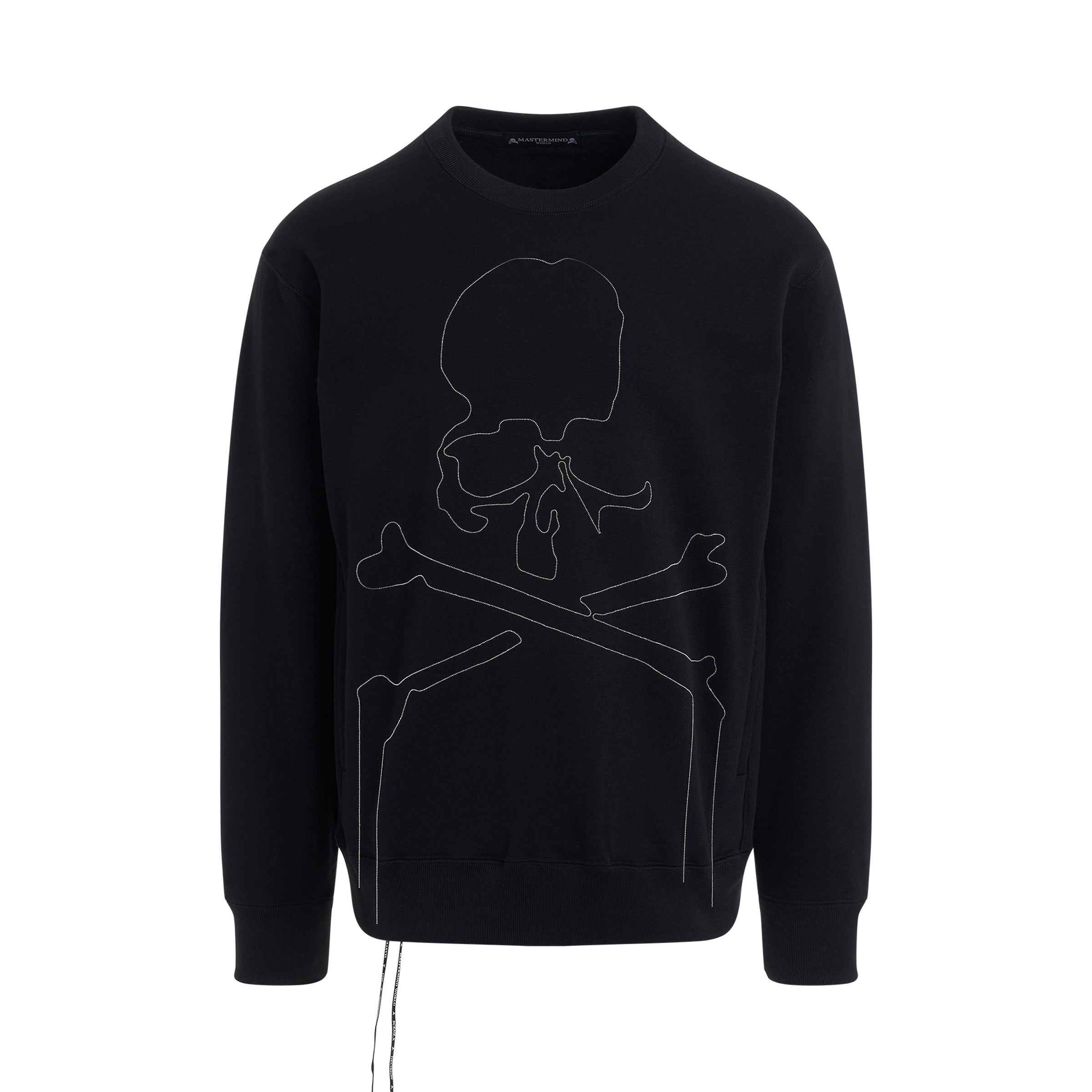 Chain Embroidered Skull Sweatshirt in Black