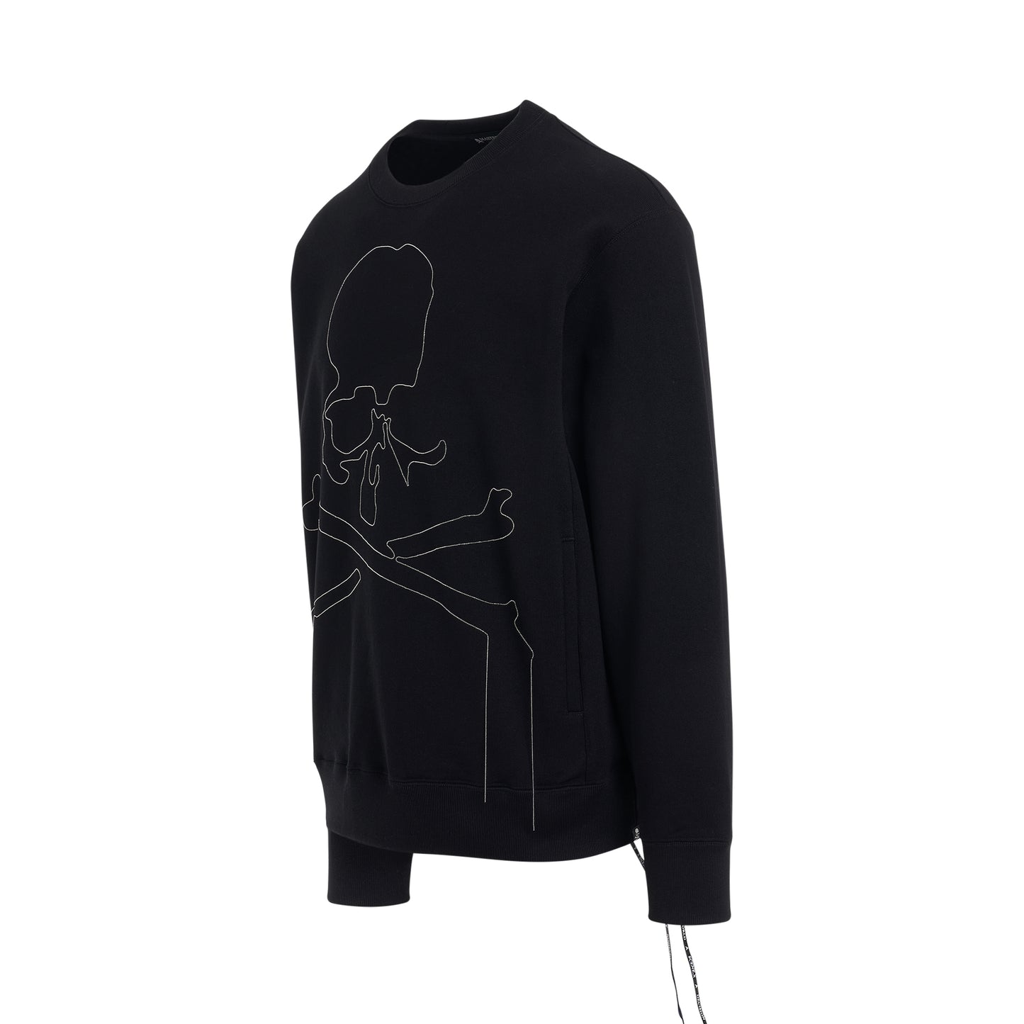 Chain Embroidered Skull Sweatshirt in Black