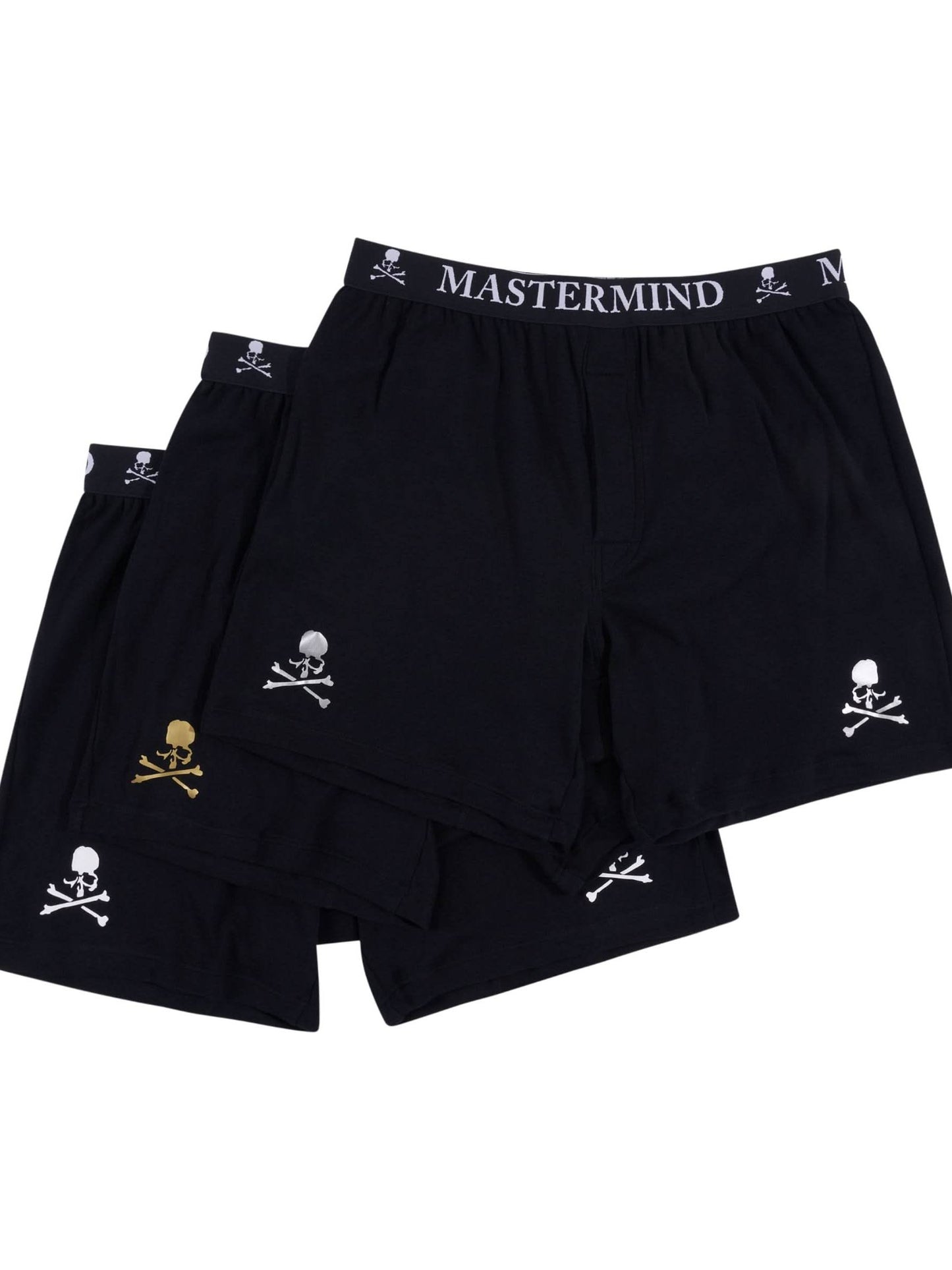 Logo and Skull Trunk Shorts Set in Black