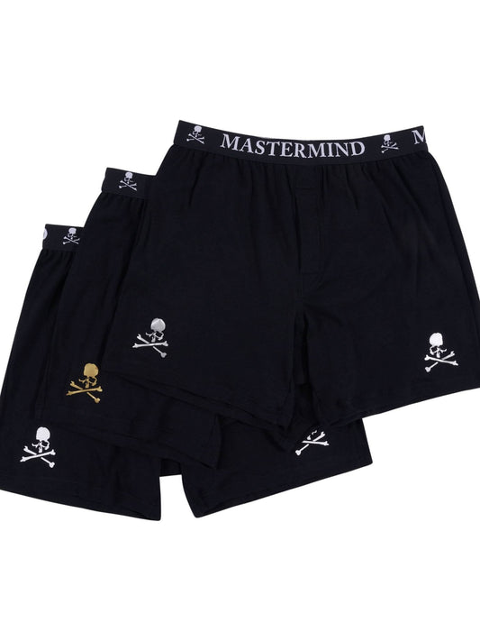 Logo and Skull Trunk Shorts Set in Black