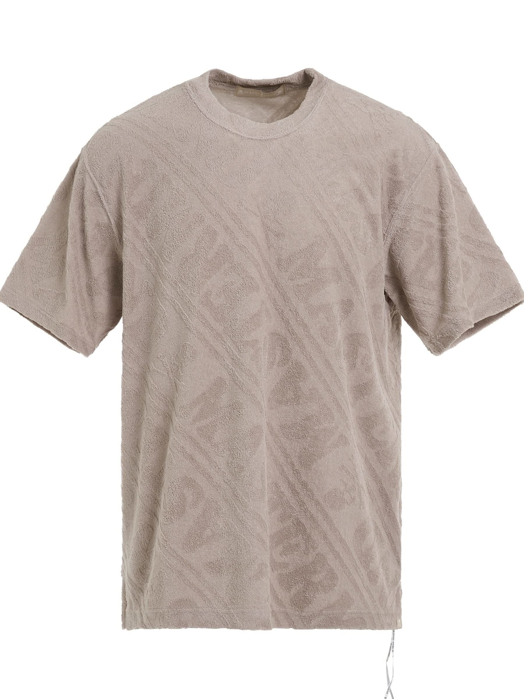 Diagonal Stripe Jacquard Logo T-Shirt in Greige