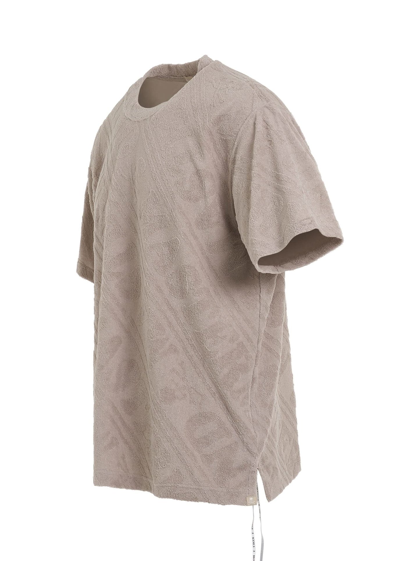 Diagonal Stripe Jacquard Logo T-Shirt in Greige