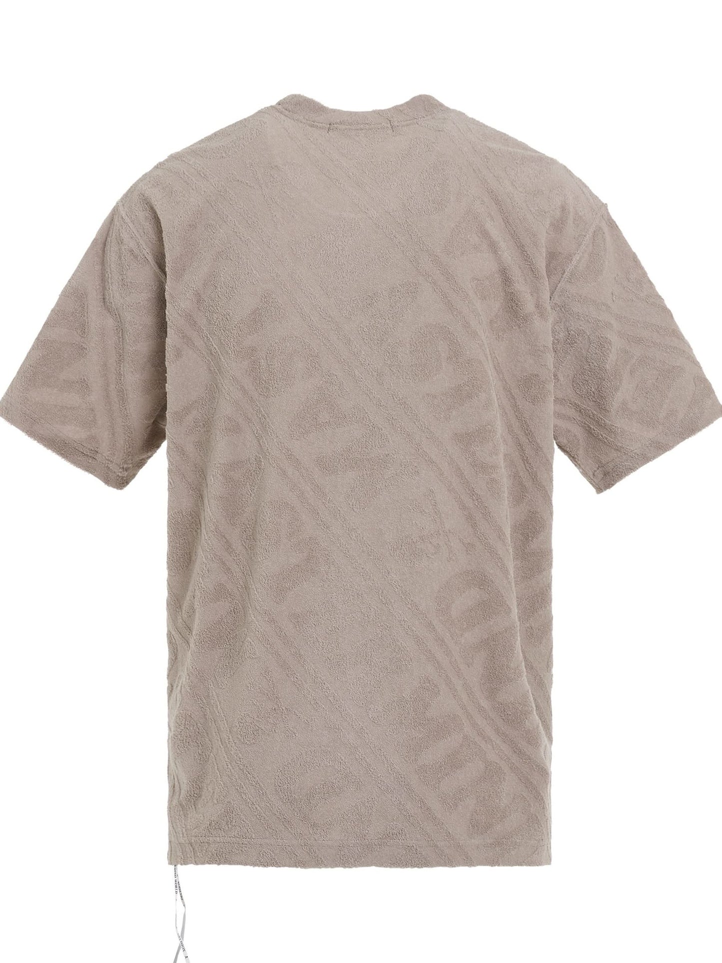 Diagonal Stripe Jacquard Logo T-Shirt in Greige