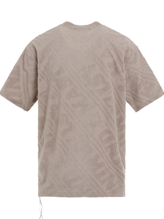 Diagonal Stripe Jacquard Logo T-Shirt in Greige