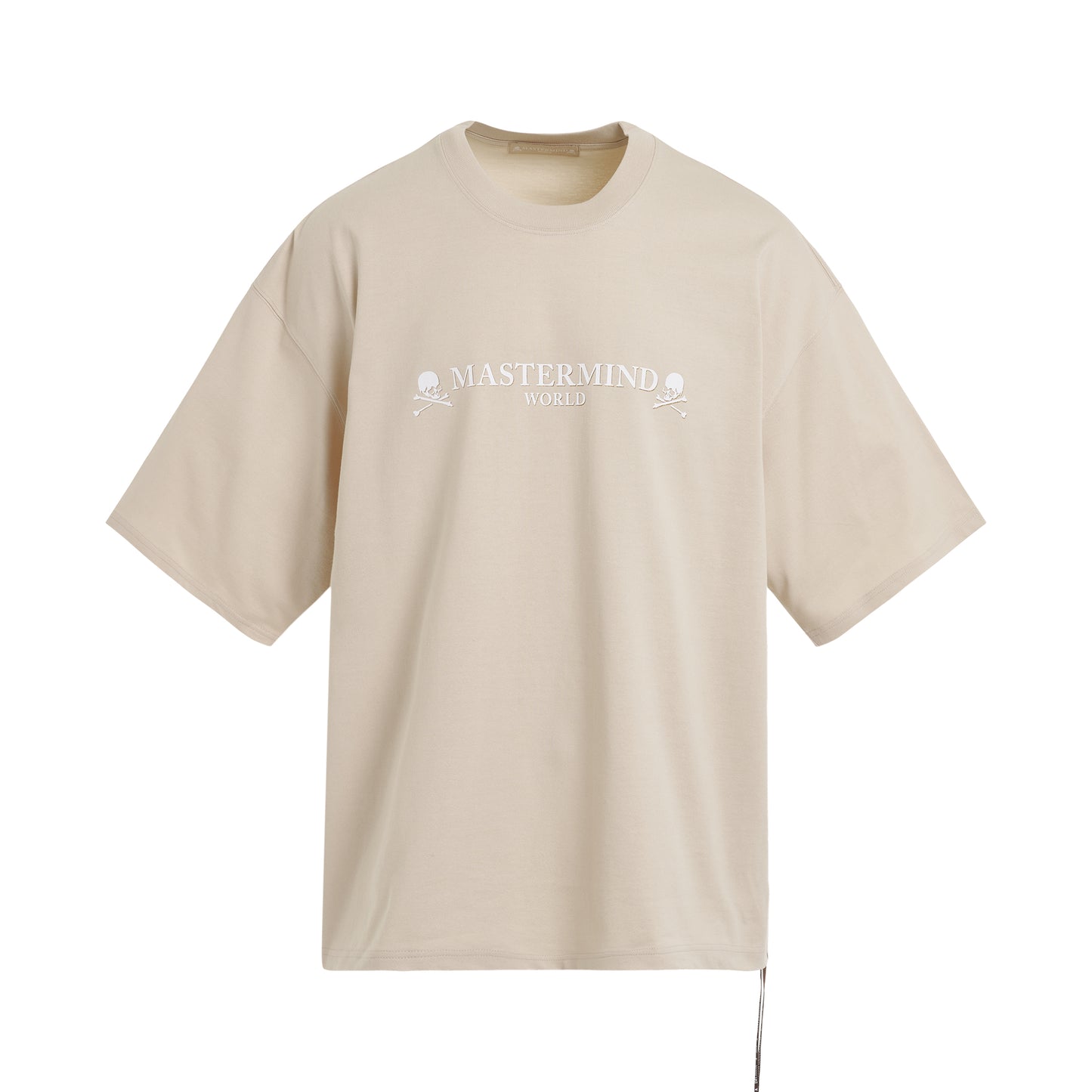 Logo and Skull Boxy Fit T-Shirt in Beige