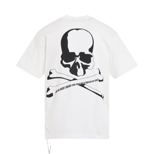 Barcode Logo and Skull T-Shirt in White