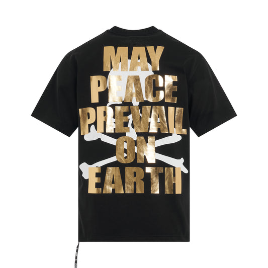 Peace Logo and Skull T-Shirt in Black