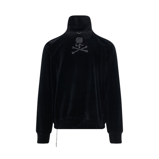 Velour Track Jacket in Black