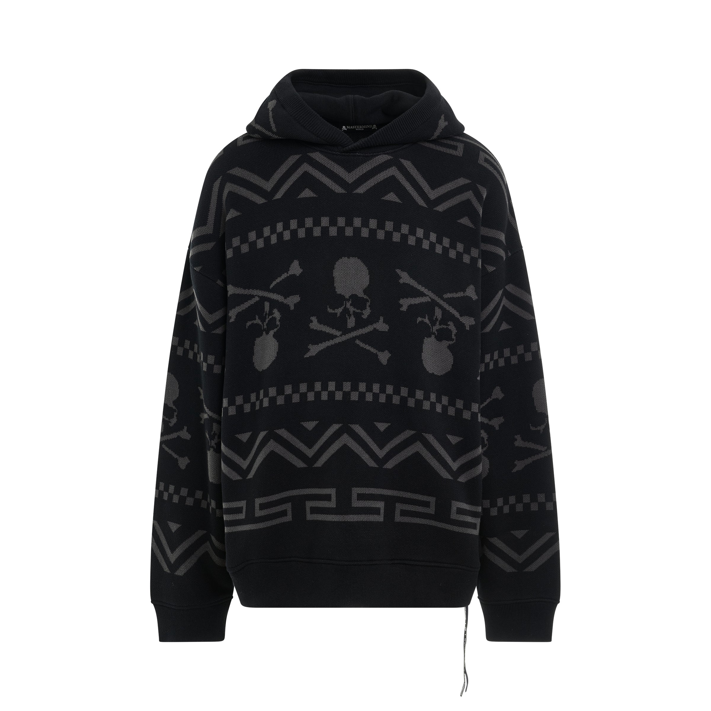 Tribal Striped Hoodie in Black