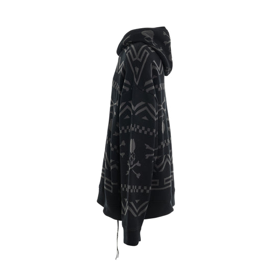 Tribal Striped Hoodie in Black