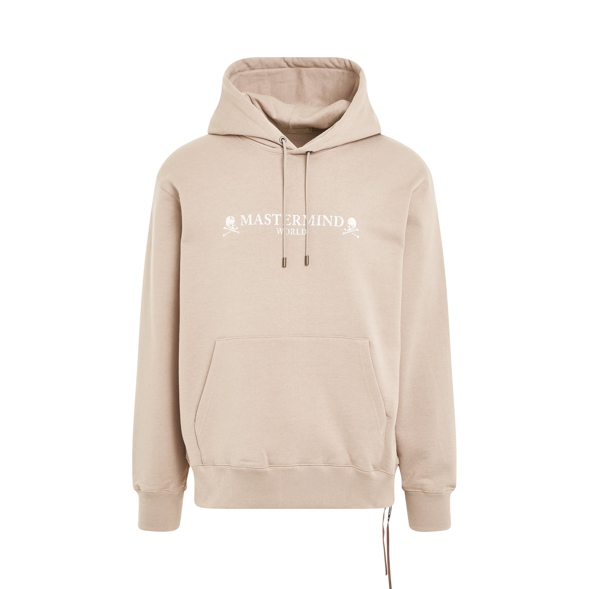 Rubbed Logo Hoodie in Beige