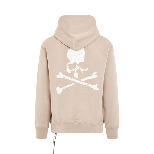 Rubbed Logo Hoodie in Beige