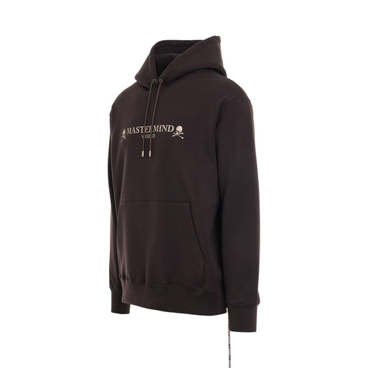 Rubbed Logo Hoodie in Dark Brown