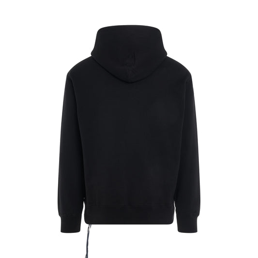 Round Embroidered Skull Hoodie in Black