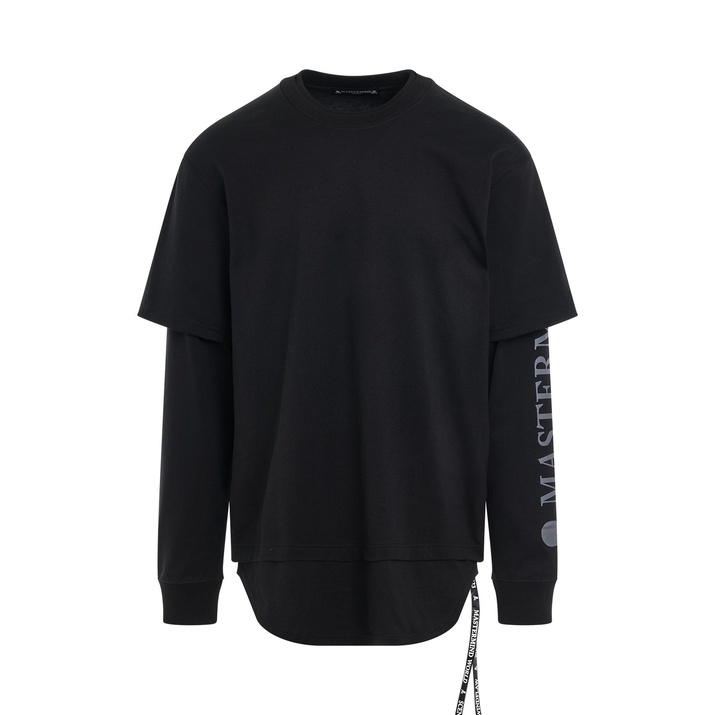 Layered Long Sleeve T-Shirt in Black