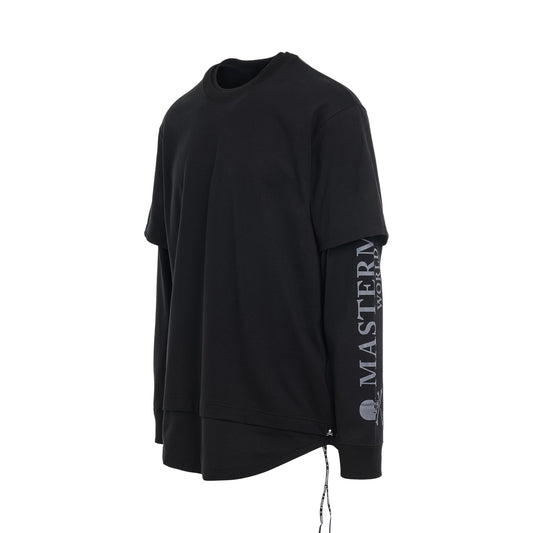 Layered Long Sleeve T-Shirt in Black