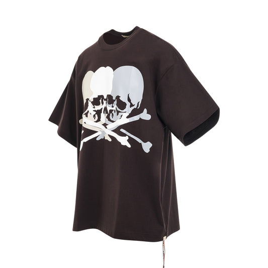 Triple Skull Logo T-Shirt in Dark Brown