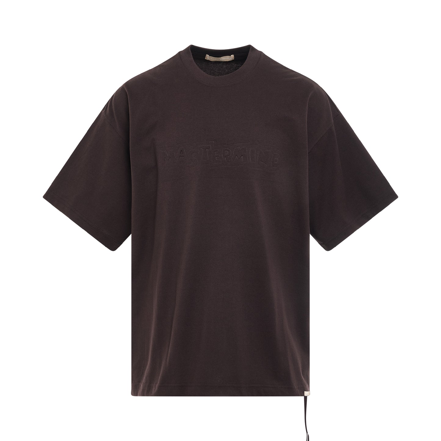 Debossed Word T-Shirt in Dark Brown