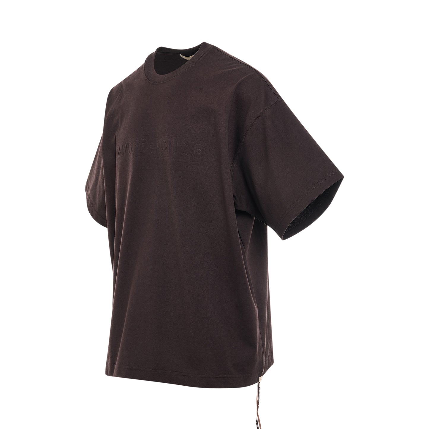 Debossed Word T-Shirt in Dark Brown