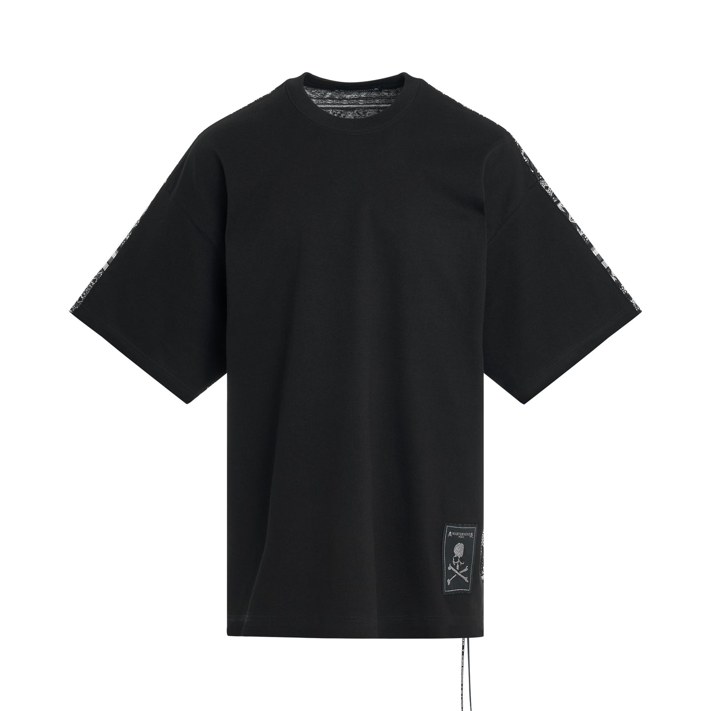 Switched Ethnic Border Oversized T-Shirt in Black